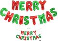Merry Christmas Letter Balloons Banner, Christmas Backdrops for Photography, Red and Green With 100 Pcs Multicolor Balloons. 