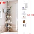 Telescopic 4 Tier Adjustable Shower Corner Bathroom Shelf Caddy Organizer (White) - Bathroom Storage Rack |. 