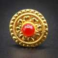Pure Gold Red Stone Ring With Panchadhatu Handle For Women. 