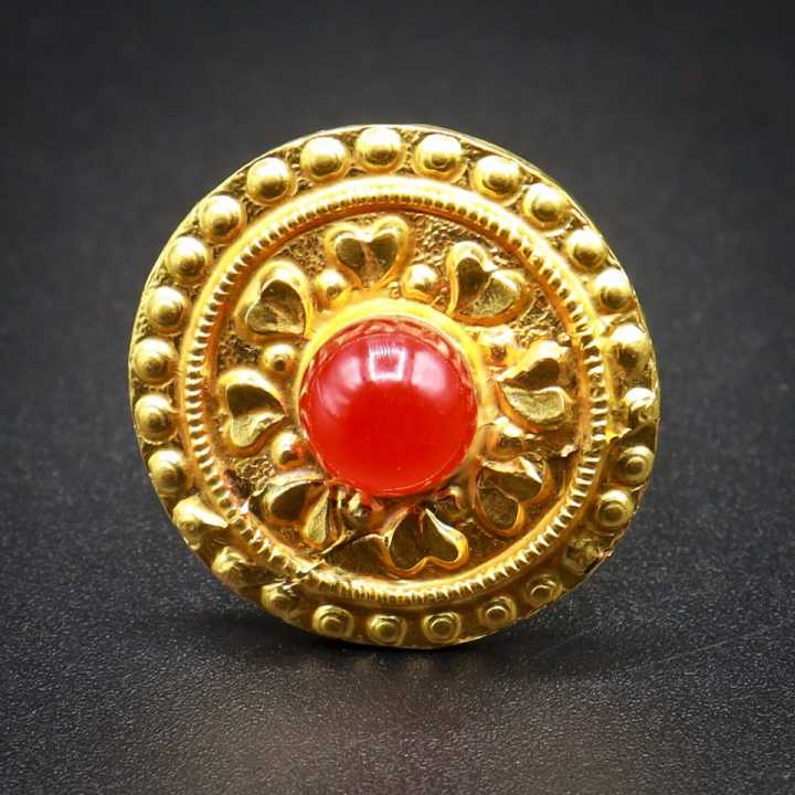 Pure Gold Red Stone Ring With Panchadhatu Handle For Women