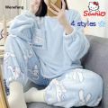 Wenefang Sanrio Hello Kitty Kuromi My Melody Pochacco Xmas Cartoon Plus Velvet Fashion Thickened Pajamas Creative Anime Movie Home Wear Set Gift. 