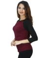 Women's Baseball T-Shirt Short Sleeve Loose Fit Casual Crew Neck Top in Black Or Maroon. 