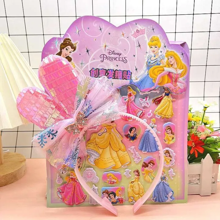 New%20Childrens%20Rabbit%20Ear%20Headband%20Furong%20Leather%20Three-dimensional%20Bubble%20Girl%20Princess%20Dress%20Up%20Cartoon%20Sticker%20Gift%20-%20Image%202