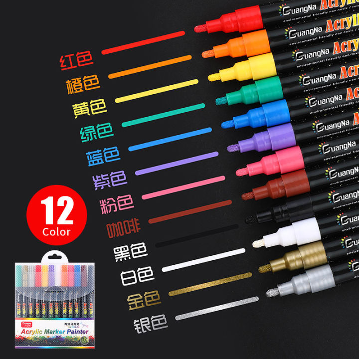 Sale】Acrylic Color Pen S130-12 Color suit 2.0mm Graffiti Painted Marker ...