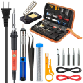 Vilros Soldering Iron Kit Electronics, 14-in-1 60w Adjustable Temperature Soldering Iron, 5pcs Soldering Iron Tips, Desoldering Pump, Tweezers, Stand, Solder, PU Carry Bag. 