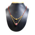 Gold Plated Panchadhatu Black Potey Mangalsutra With White Stone Locket For Women. 