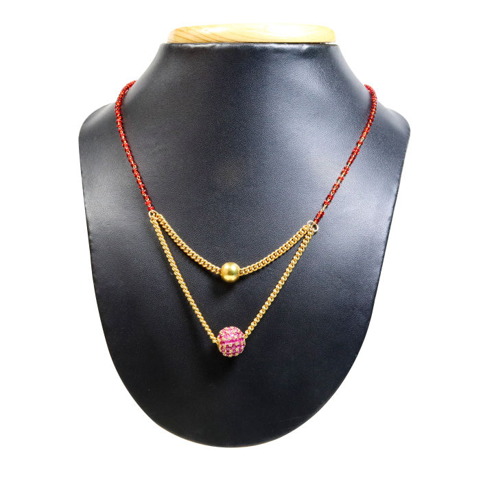 Gold%20Plated%20Panchadhatu%20Black%20Potey%20Mangalsutra%20With%20White%20Stone%20Locket%20For%20Women%20-%20Image%204