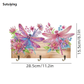 Sutuiying 1pc/Set DIY Diamond Painting Wall Hangers with Hooks Wall Mounted Fifty percent discount Wooden Coat Hook with 3 Metal Hooks Diamond Art Hooks for Keys. 