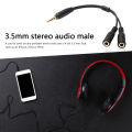 NEW 【7efc9af3】3.5mm Mic Headset Splitter Adapter 1 TRRS Male to 2 TRS Female Y Cord For Earphone Headset Headphone Plug Adapter. 