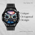 Ultima Magnum E400 Luxury Smartwatch with a 1.43” AMOLED Screen, Stainless Steel Frame, Canvas Wrist Strap & Free Leather Strap, Bluetooth Calling, Health Suite, 100+ Sports Modes, IP68 Rated Smart Watch. 