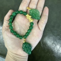 Blessed Nine Tailed Fox Original Jade Stone With Pixiu Piyao Lucky Charm Bracelet Attract Money Wealth Fortune and Love Cleansed. 