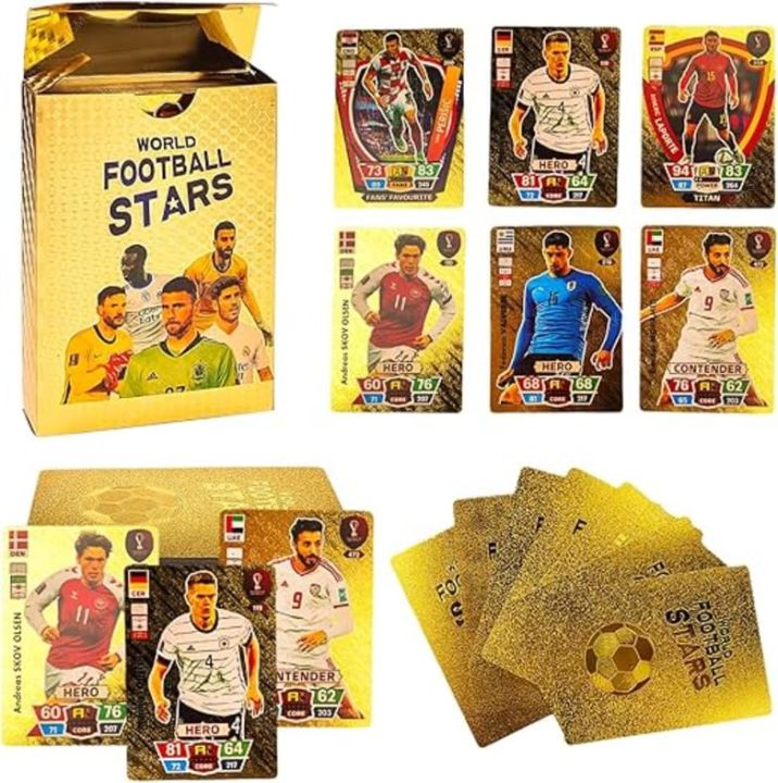 Football Cards Star Limited Edition Signature Series Trading Football Player Card Fan Gift Pack Gold Black Silver Colorful) Premiere Quality (PACK OF 55 Cards)