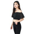 Black  Off Shoulder Stylish Crop Tops For Women. 