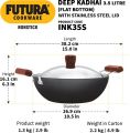 Hawkins Non Stick Deep Kadhai, Deep-Fry Pan (INK35S) Kadai 26.85 Cm Diameter With Lid 3.5 L Capacity  (Hard Anodised, Non-stick, Induction Bottom). 