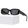Black Solid Retro Design Rectangular Sunglasses For Women. 