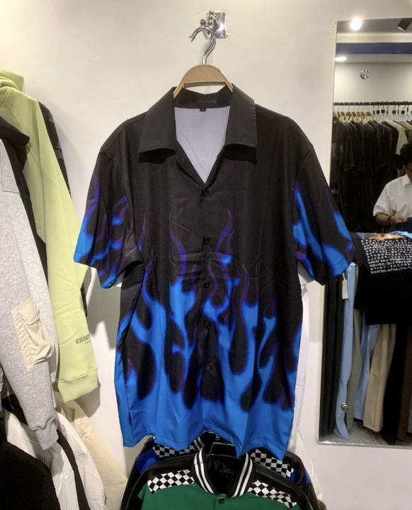 Flame%20Print%20Pattern%20Short%20Sleeve%20Casual%20Loose%20Fit%20Shirt%20For%20Men%20-%20Multicolor%20%7C%20Fashion%20Printed%20Shirt%20For%20Men%20-%20Image%204