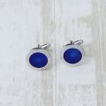 Kqueebee 1 Pair Fashion Men's Cufflinks Fashion Round Eyes Shirt Cufflinks Cuff Links Mens (Silver+Blue) & 1 Pair Fashion Diamond Colorful Glass Cufflinks Cuff Links Women Mens (Blue). 