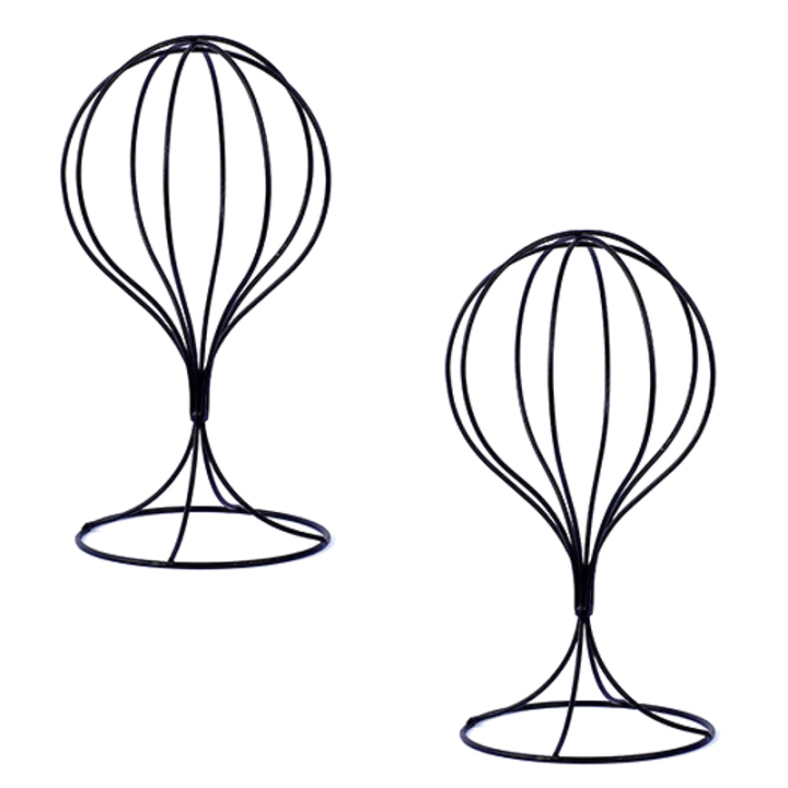 2 Pieces Modern Metal Hat Stands Stable Cap Rack Wigs Holder Hat Display Stand Adult Hat Rack Hat Model Stand Black