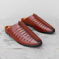 Brown Color Waterproof Leather Sandals Casual Shoes for Men. 