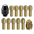 12 Pcs Brass Drill Chuck Collet Set Parts Keyless Chuck 1/32In to 1/8In Replacement 4485 4486 Change Nut. 