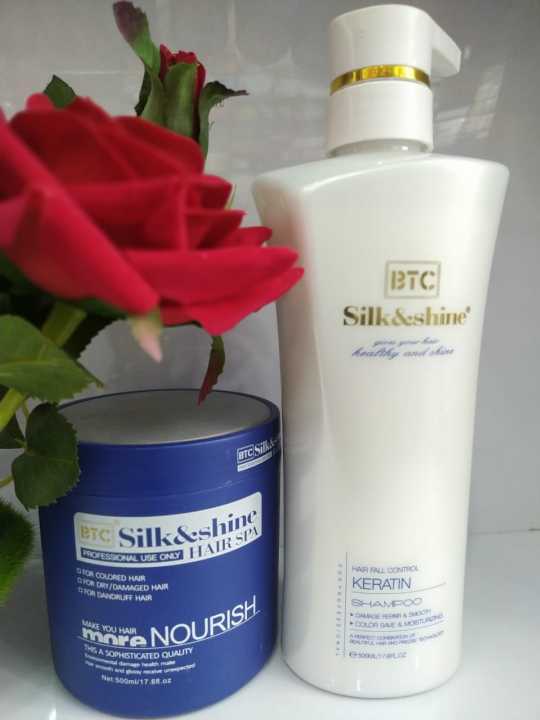 BTC Silk & Shine Hair Spa 500ml & Shampoo 500ml Combo