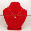 Gold Plated One Stone Pendant With Chain Necklace For Women. 