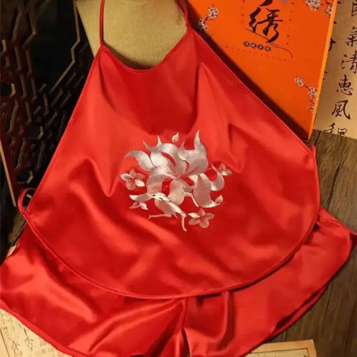 Plus%20Size%20100kg%20Ice%20Silk%20Pamas%20Women%20Summer%20Thin%20Strap%20Tank%20Top%20Shorts%20Set%20Homewear%20for%20Chubby%20Sisters%20-%20Image%208