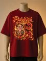 Puluski Divine Ganesha Cream, Red, Black Color Printed T-Shirt. 