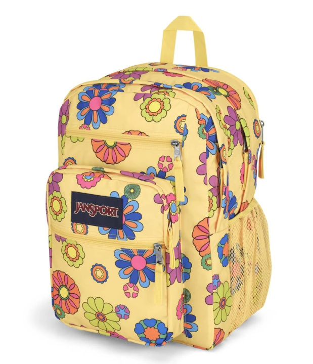 JanSport Big Student Backpack Power to the Flower Yellow for Unisex