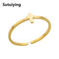 Sutuiying Stainless Steel Rings for Women Jewelry Accessories Simple Vintage Decoration Moon Sun Star Heart Flame Cross Adjustable Ring. 