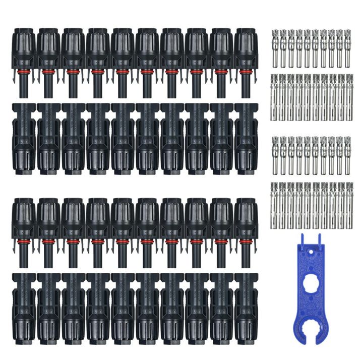 20 Pairs MC4 Male/Female Solar Panel Cable Connectors with Spanner Assembly Tool for PV System