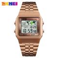 SKMEI 1338 Men's Stainless Steel Countdown Time Zone Waterproof LED Electronic Digital Watch. 