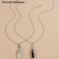 Yuanyan 1 Pair Natural Quartz Crystal Hexagonal Column Heart Pendant Necklaces Moon Couple Necklace Valentine's Day Gift. 
