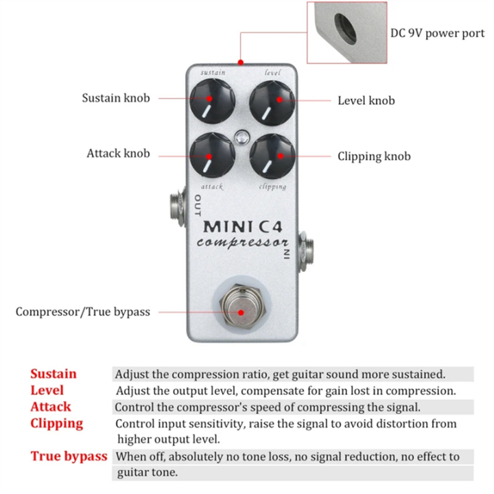 Sojhoop%20Audio%20MINI%20C4%20Compressor%20Guitar%20Effect%20Pedal%20True%20Bypass%20Guitar%20Effects%20-%20Image%203