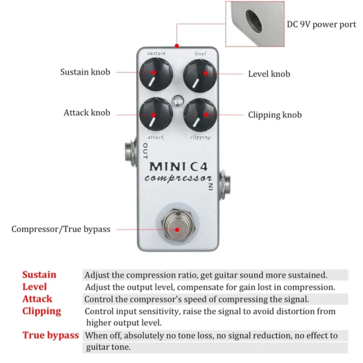 Sojhoop%20Audio%20MINI%20C4%20Compressor%20Guitar%20Effect%20Pedal%20True%20Bypass%20Guitar%20Effects%20-%20Image%203