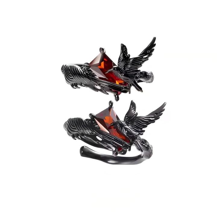 【Best Price Guaranteed】Love and Deep Space Qin Che Dark Crow Sweet Cool Style Advanced Light Luxury Niche Design No Falling Open Ring for Women