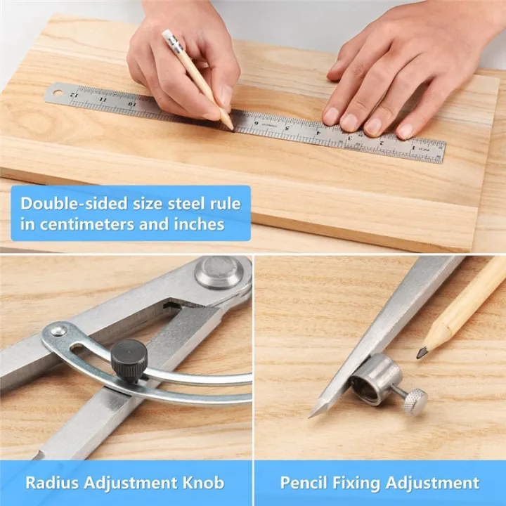 Locking Geometry NAMUNY Woodworking Compass Geometry Tool - Professional Locking ...