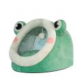 Cute Comfort Cat Dog Bed Plush Green Frog Pet House Cave Design Warm Sleeping Nest Bed For Puppy Kitten. 