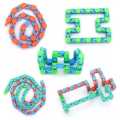 2pc 24 Links Wacky Tracks Toy Snake Click Snap Fidget Toy Chain Link Fidget Sensory Toy Snake Puzzles Gift for Kid Stress Relief. 