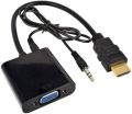 HDMI Male to VGA + Audio Converter Cable For PC/Laptop. 