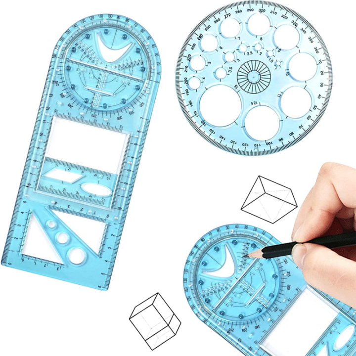 Multifunctional%20Geometric%20Ruler,%20Geometric%20Drawing%20Template%20Draft%20Rulers%20for%20School%20Office%20with%20Pencil%20-%20Image%204