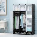12 Cube Storage Organizer With Shoe Rack Closet Portable Wardrobe Combination, Modular Cabinet For Space Saving. 