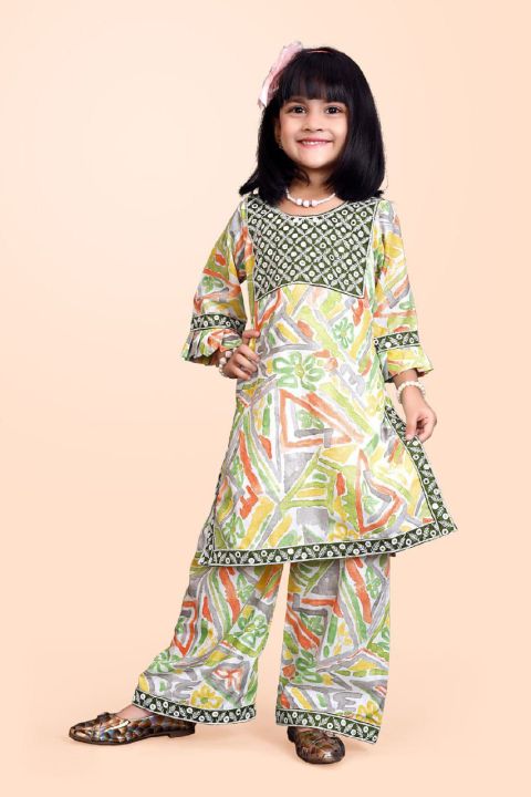 Fully Stitched Kurta Set for Baby Girls By Sapnaaz - Green