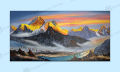 Single Panel Mountain Art Painting Print  | Extra Small Small Medium Large Extra Large | Fiber Frame With Glass |. 