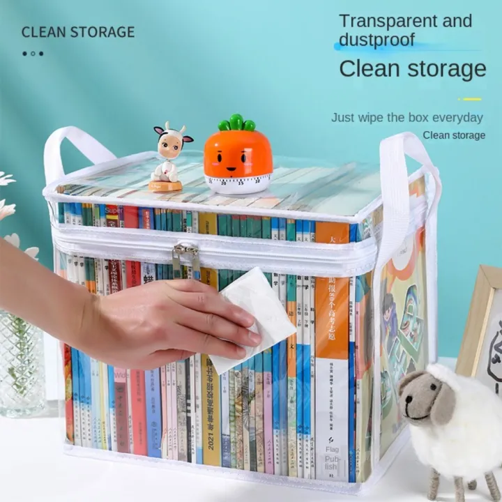 Portable%20Zipper%20Comic%20Book%20Storage%20Bag%20Transparent%20Handle%20Clear%20Pouch%20Dust%20Proof%20Stackable%20Collapsible%20Pouch%20Student%20-%20Image%203