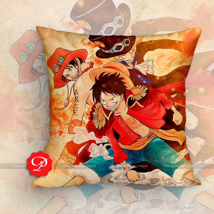 One Piece | Monkey D. Luffy | Portgas D. Ace | sabo Anime Print Cushion