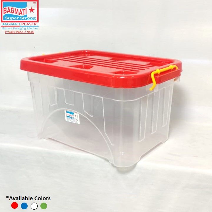 Bagmati Big Smart Box Multipurpose Plastic Storage Container Box With Lock (Clear/Transparent) – Rectangular 25 Liter