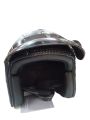 TNS Black Leather Jet Helmet. 