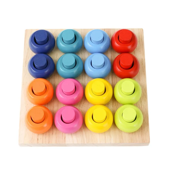 NAMUNY Wooden Color Sorting Stacking Rings Board Educational Learning ...