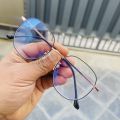 Black/olden Frame Blue Ray Cut Lens Glasses For Unisex | Metal Frame Blue Ray Cut Lens Prescription Glass For Unisex. 